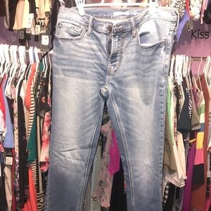 Mens Like New OLD NAVY SLIM FIT Blue Jeans aged look 32/34